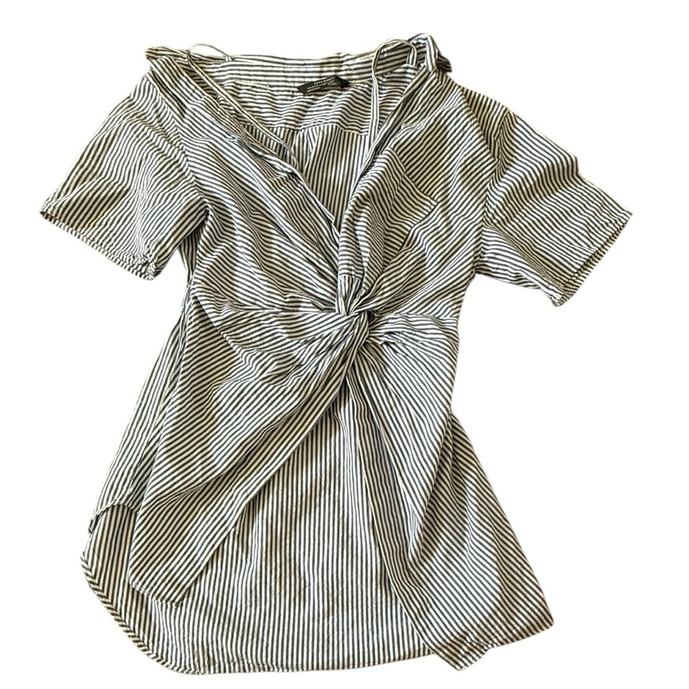 ZARA Woman Striped Knot-Front Dress (XS)
